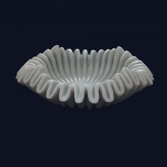 White Marble Ripple Bowl